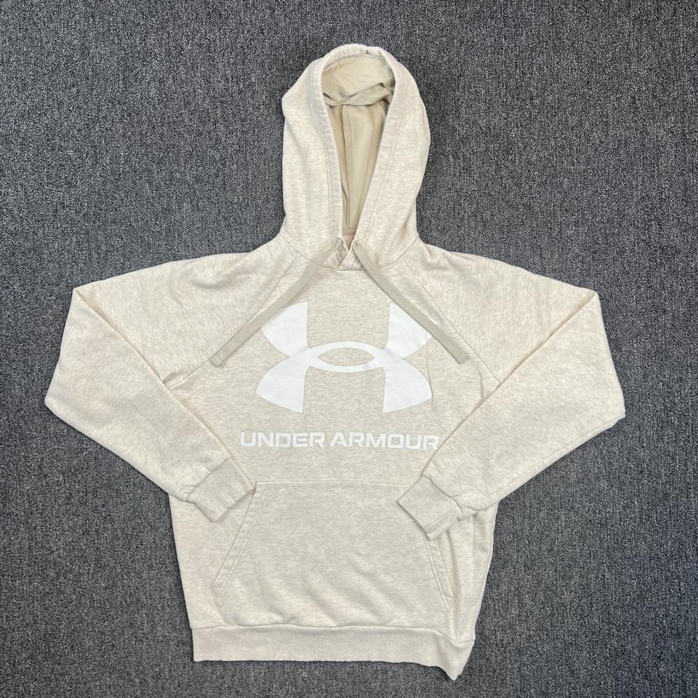 Under Armour Sporty Logo Hoodie Size Small Cream White Athleisure Streetwear — photo 2